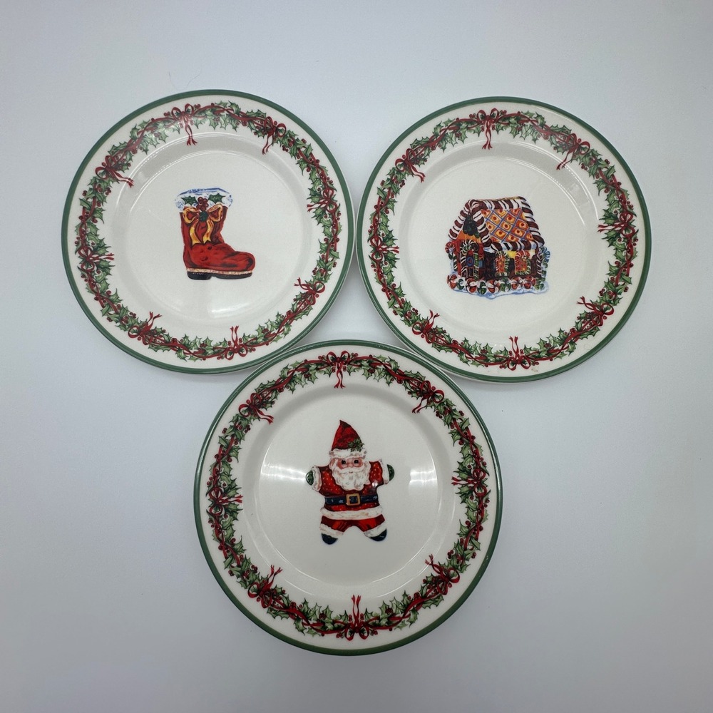 Christopher Radko Traditions Holiday Celebrations Christmas Salad Plates Set 3